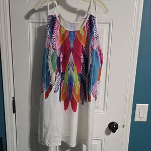 Colorful Feather Print Tank Top